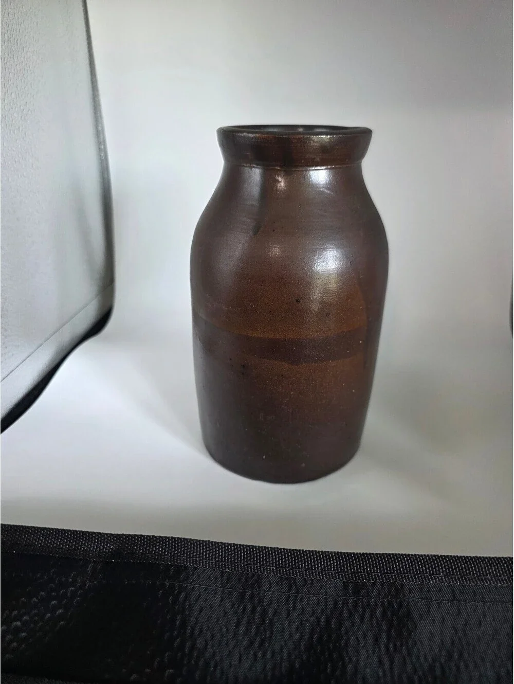 Vintage Brown Glazed Stoneware Pottery Vase Crock Rustic Farmhouse Decor 8